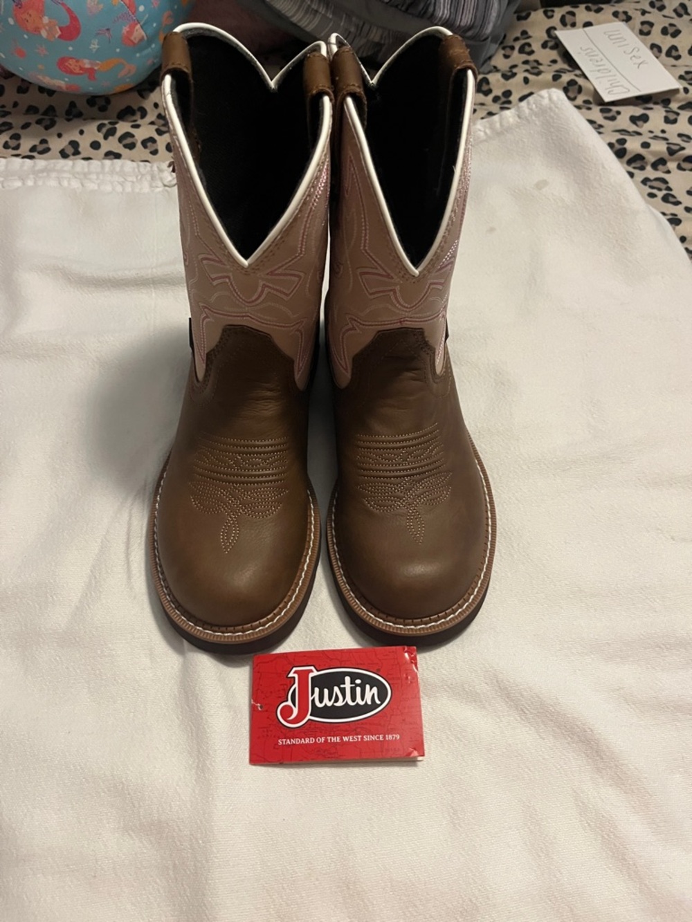 Justin Boots Women's Brown and Pink Western Ankle Booties